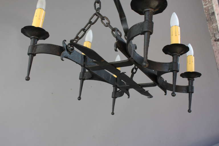 20th Century Spanish Revival Chandelier with Six Lights