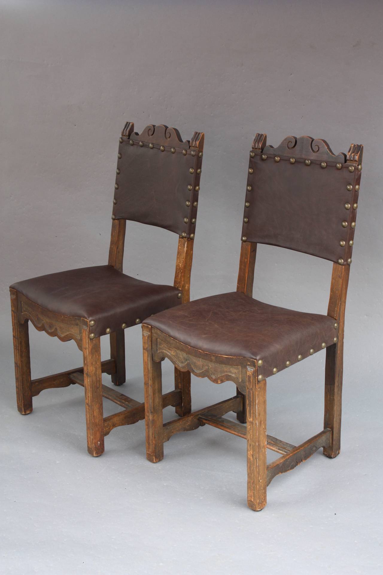 Circa 1920's side chairs with new leather upholstery. 40