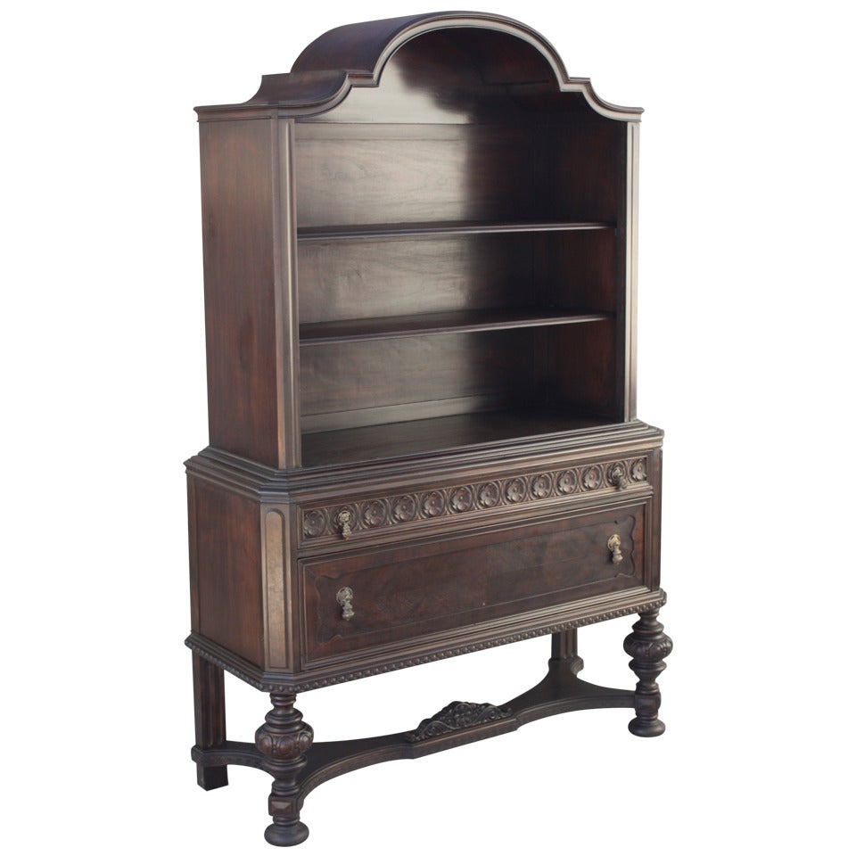 Arched Top Walnut Bookcase
