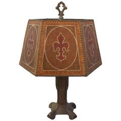 1920s Spanish Revival Table Lamp with Painted Mica Shade