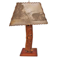 20th Century Unusual Table Lamp with Mission Shade