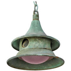 1940s Industrial Copper Pendants, (One of Two)