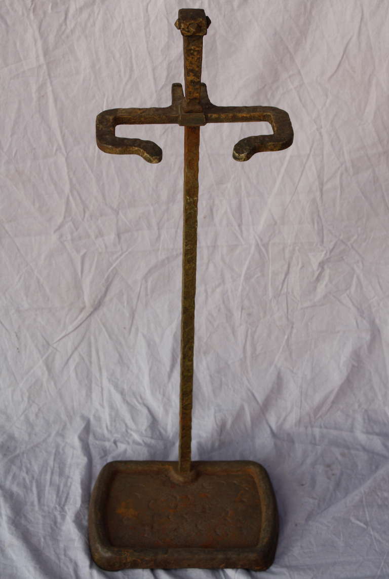 Spanish Colonial 1920s Wrought Iron Hammered Fire Tool Set