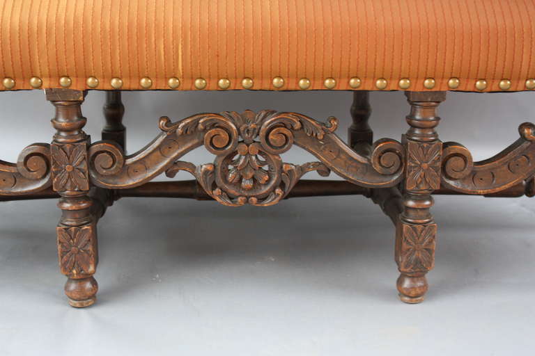 1920s Carved Bench with Bird Motif 2