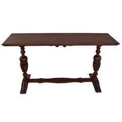 Narrow Antique Dark Walnut Console Table, circa 1920s