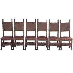Set of Six Spanish Revival Chairs