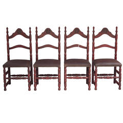 Antique Set of Four Adobe Style Chairs