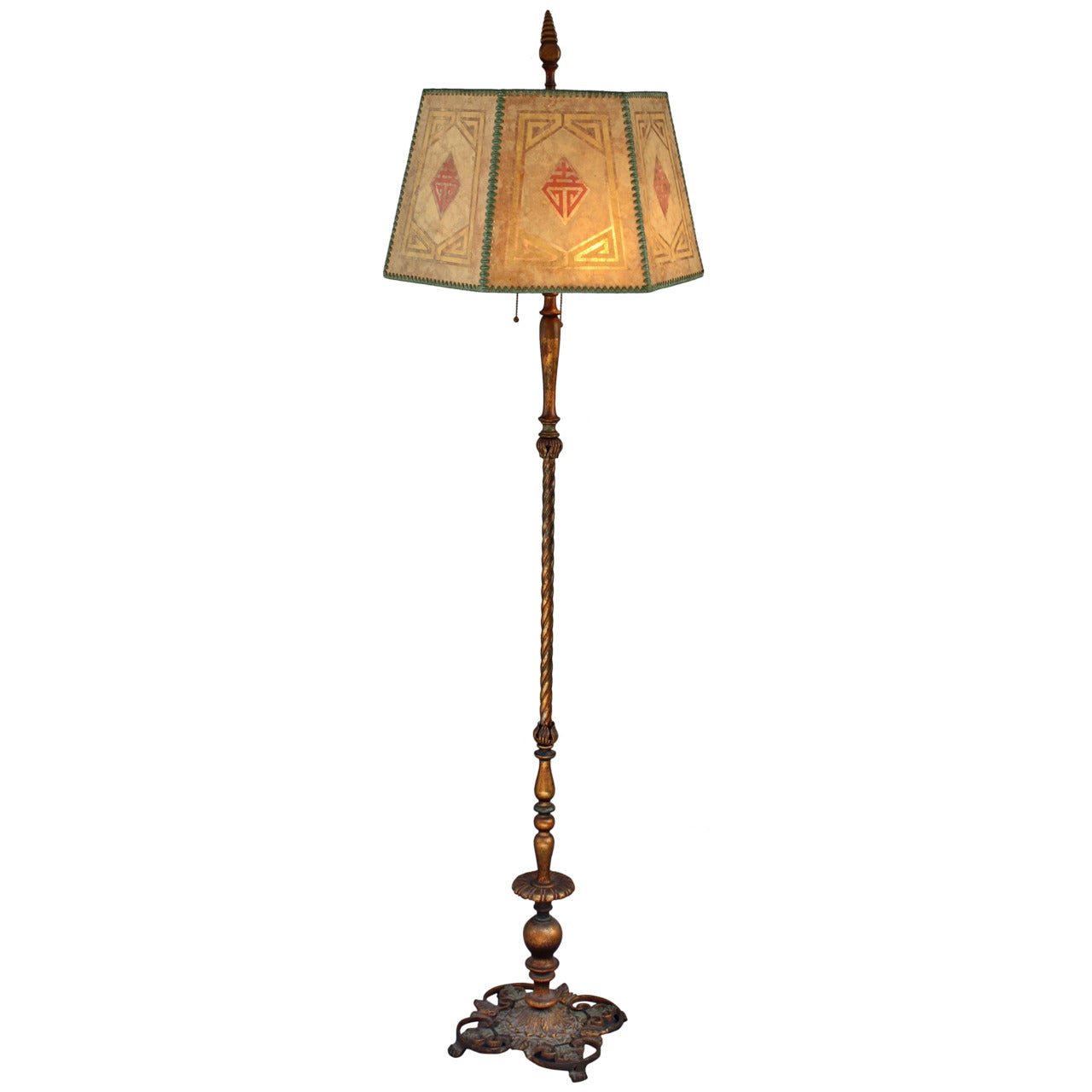 Handsome 1920s Floor Lamp with Mica Shade