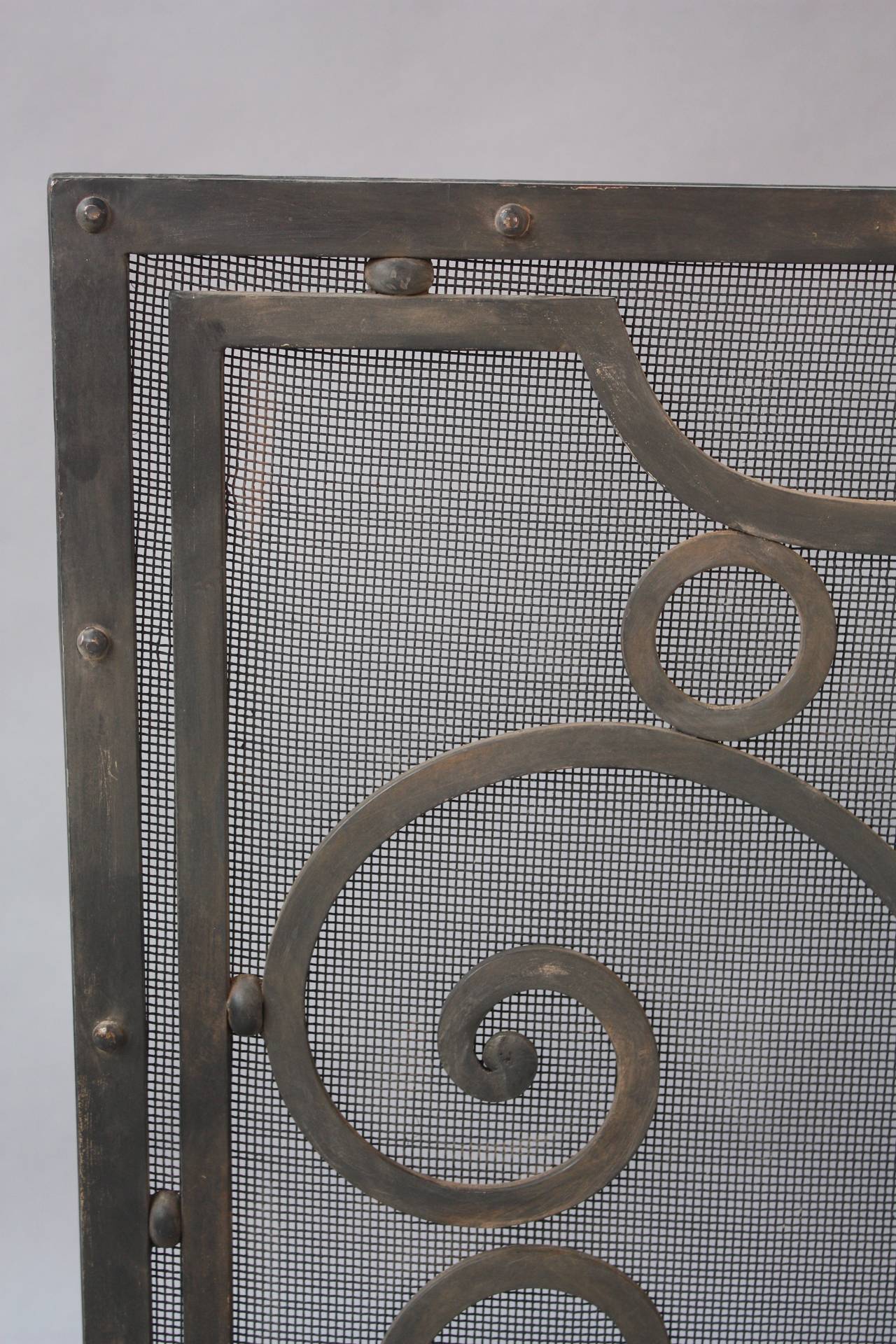 Spanish Colonial 1920s Wrought Iron Fire Screen