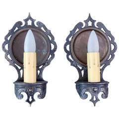 Classic 1920s Pair of Bronze and Copper Sconces 12