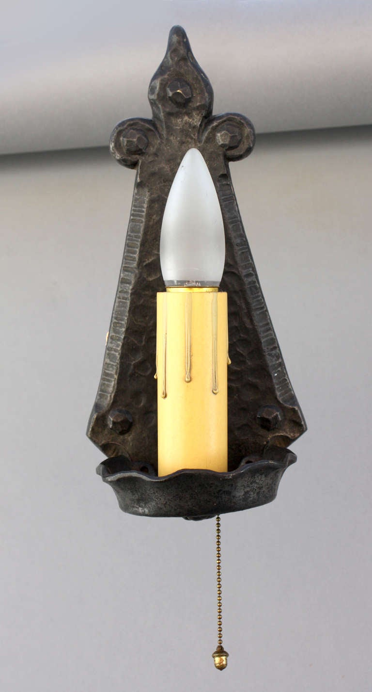 American Tudor Style 1920s Hammered Single Sconce