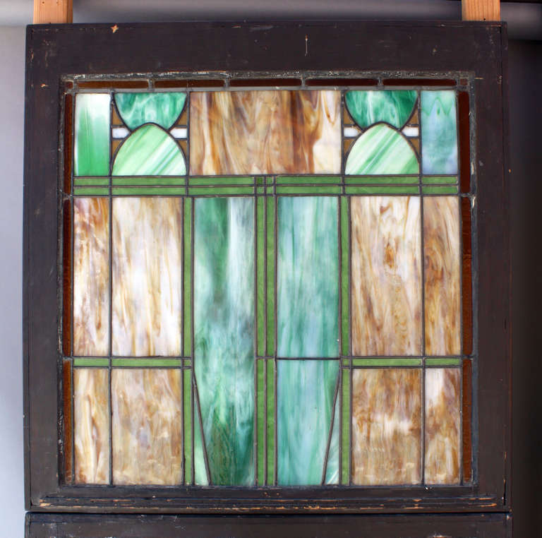 Arts and Crafts Circa 1910 Four Prairie or Arts & Crafts Leaded Windows