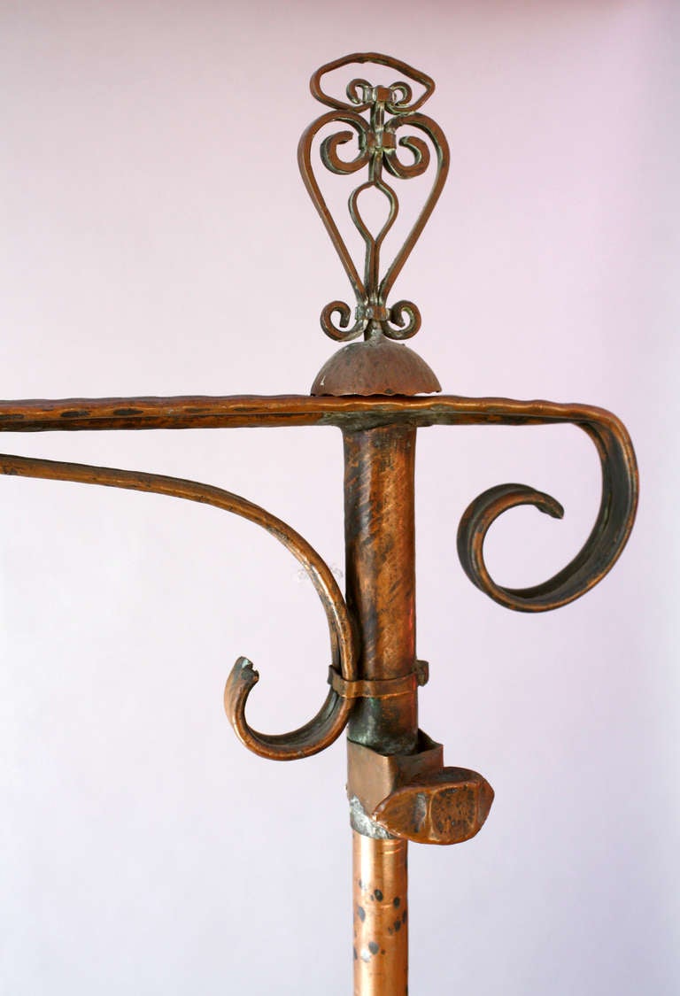 American Circa 1910 Hammered Copper Floor Lamp