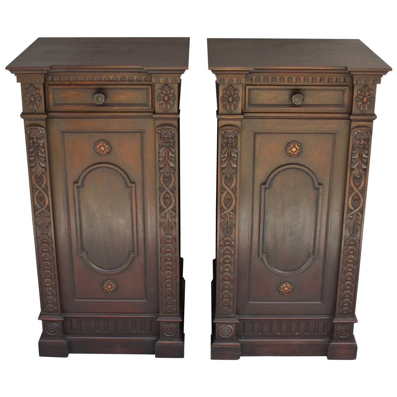 Antique Pair of Tall Night Stands or at 1stdibs