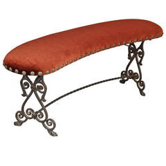 1920s Curved Iron Bench