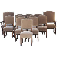 1920s Rare Set of 12 Spanish Revival Chairs