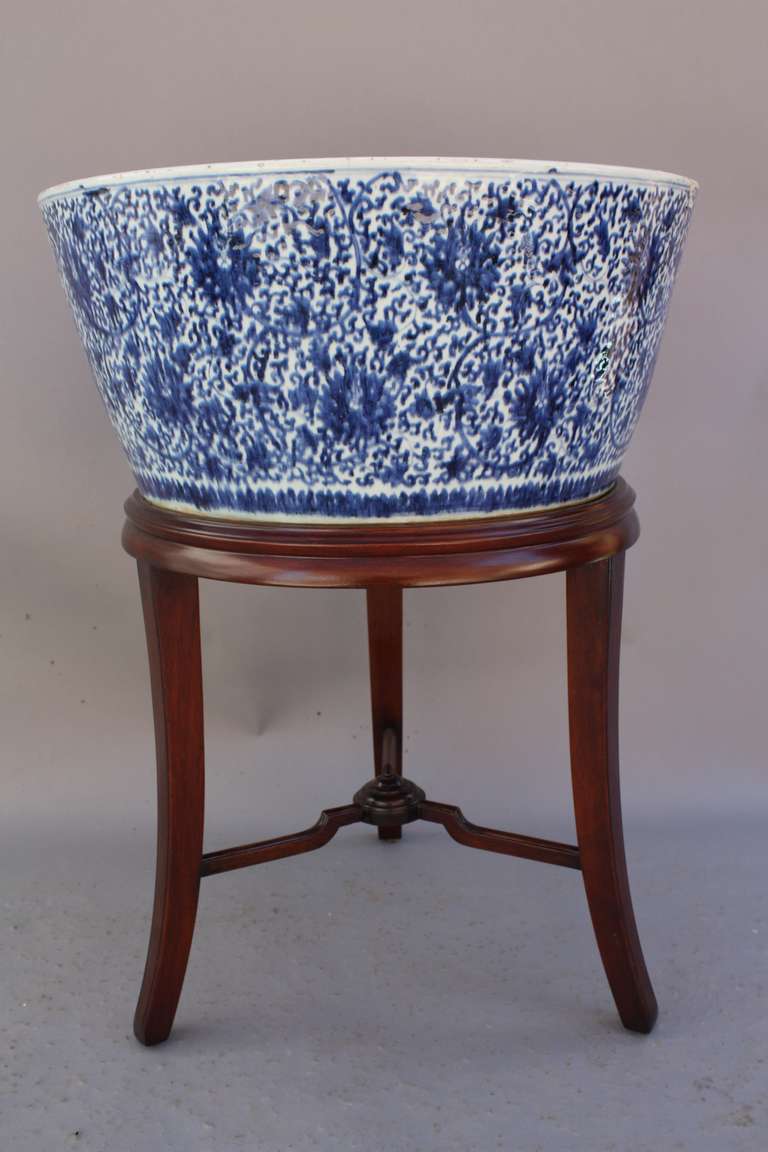 1700s  Pair of Blue & White Chinese Fish Bowls*