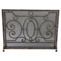 Antique 1920s Wrought Iron Fire Screen