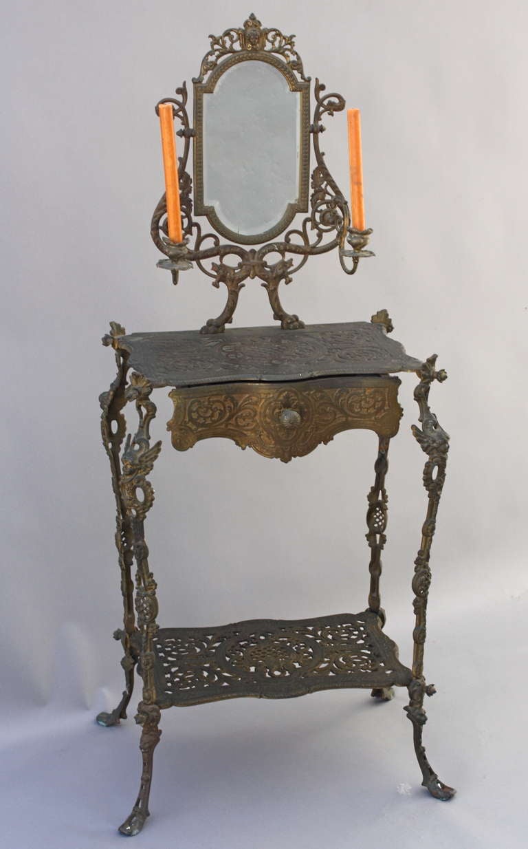 Exceptionally Ornate Victorian Brass Shaving Stand
