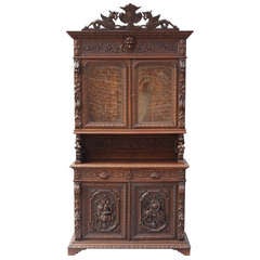 Ornately Carved Glass-front Bookcase