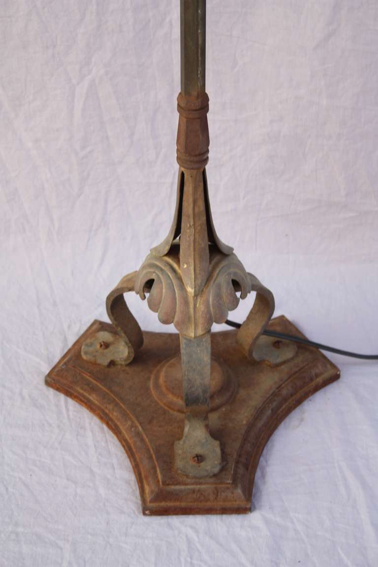 1920s Pair Of Tall Bronze And Iron Torchieres In Excellent Condition In Pasadena, CA