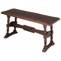 1920s Spanish Revival Carved Wood Bench