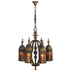Antique Outstanding Large Scale 1920's Chandelier With Mica
