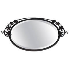 1920s Wrought Iron Oval Mirror, Spanish Revival