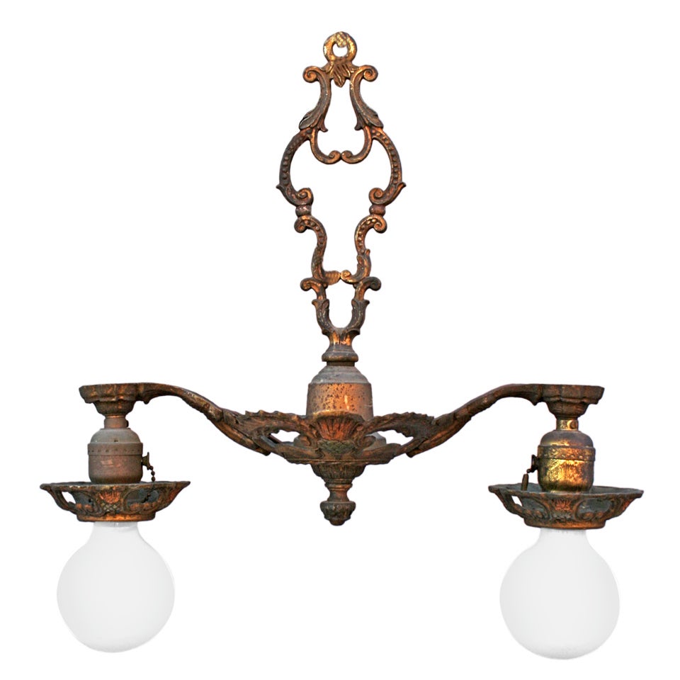 1920's Two-light Fixture with Thistle Motif