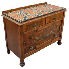 Antique Karpen Dresser With Tudor Tiles