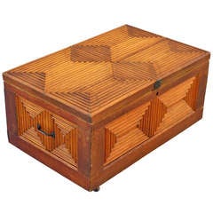 Folk Art Trunk With Metal Hardware