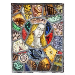 Antique Turn Of The Century Stained Glass Panel