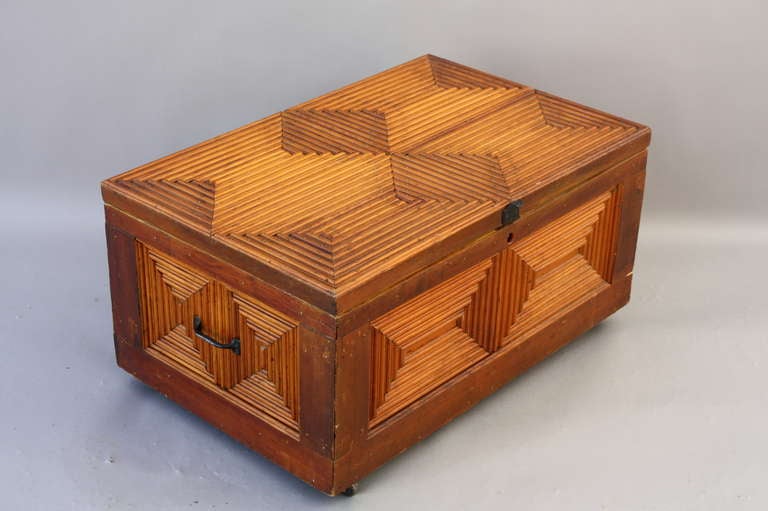 Folk Art Trunk With Metal Hardware