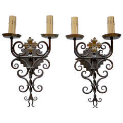 1920s Elegant Pair Of Spanish Revival Sconces