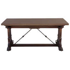 Antique 1920s Carved Mahogany Spanish Revival Console Table