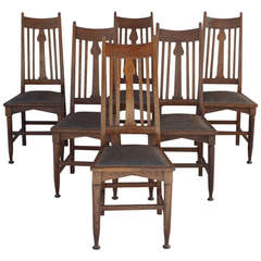 Set of Six High Back Arts & Crafts Chairs, circa 1910
