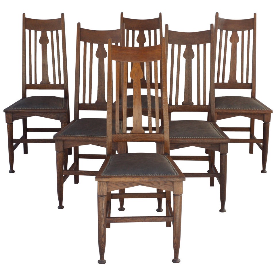 Set of Six High Back Arts & Crafts Chairs, circa 1910