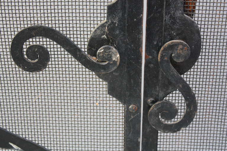 Spanish Colonial 1920s Large Wrought Iron Fire Screen