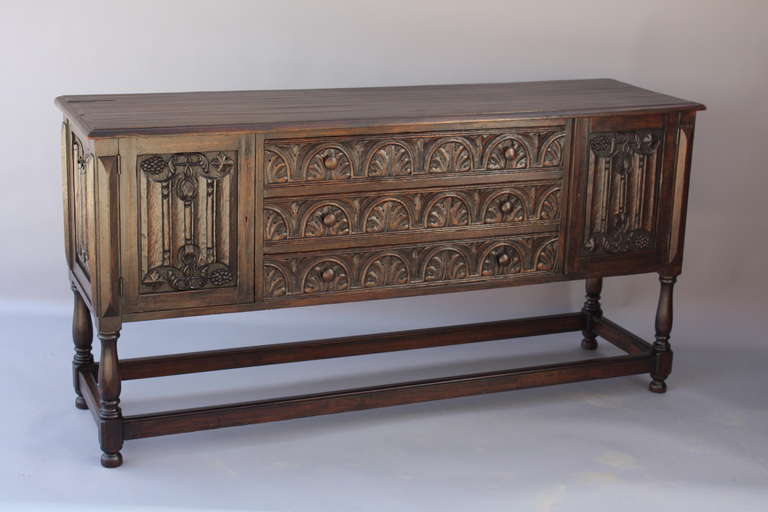 1920s Large Carved Marshall Laird Sideboard In Excellent Condition In Pasadena, CA