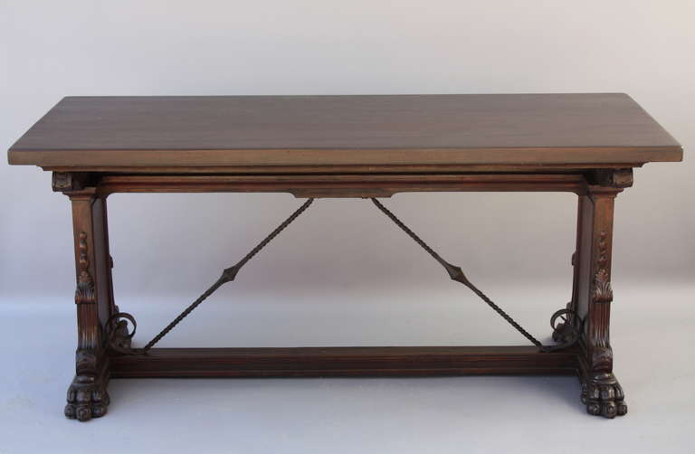 Antique 1920s Carved Mahogany Spanish Revival Console Table