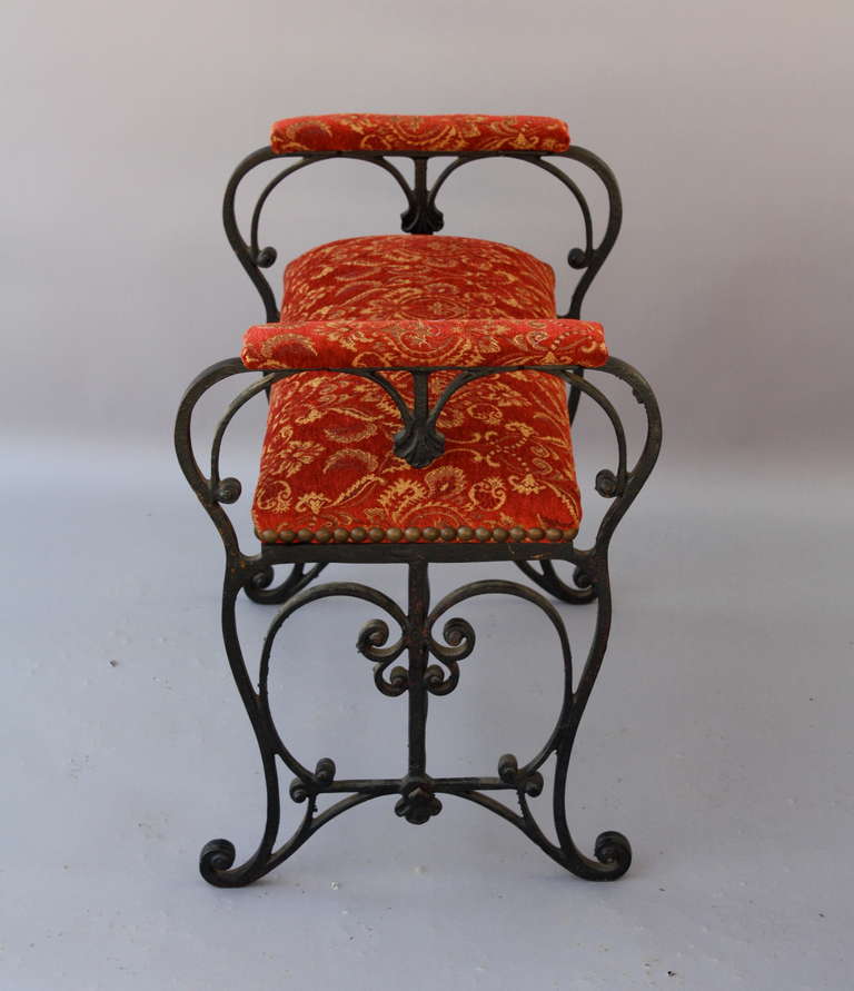 20th Century 1920s Spanish Revival Wrought Iron Bench