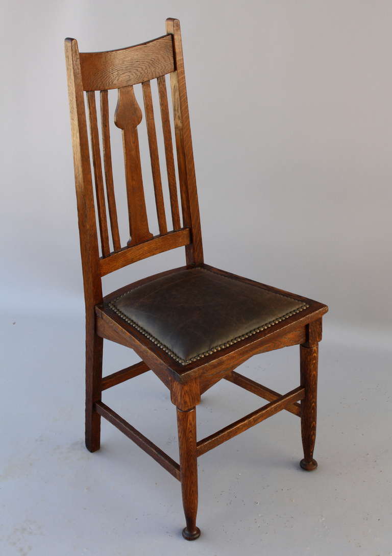 Set of Six High Back Arts & Crafts Chairs, circa 1910 In Good Condition In Pasadena, CA