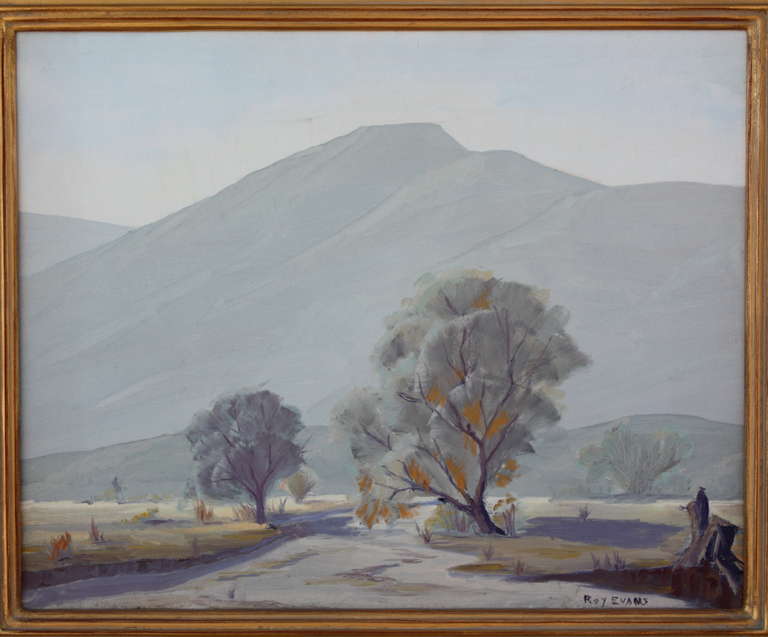 American Early 20th Century Trees and Mountain Landscape by Naomi Taylor Evans