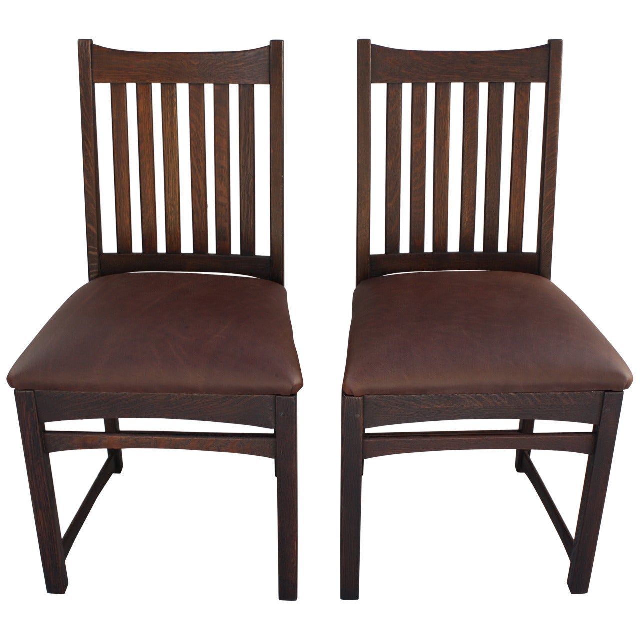 Antique Pair of Lifetime Art and Crafts Mission Side Chairs For Sale