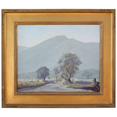 Early 20th Century Trees and Mountain Landscape by Naomi Taylor Evans