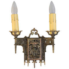 1 Of 4 1920s Double Sconces with Thistle Motif