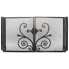 1920s Large Wrought Iron Fire Screen