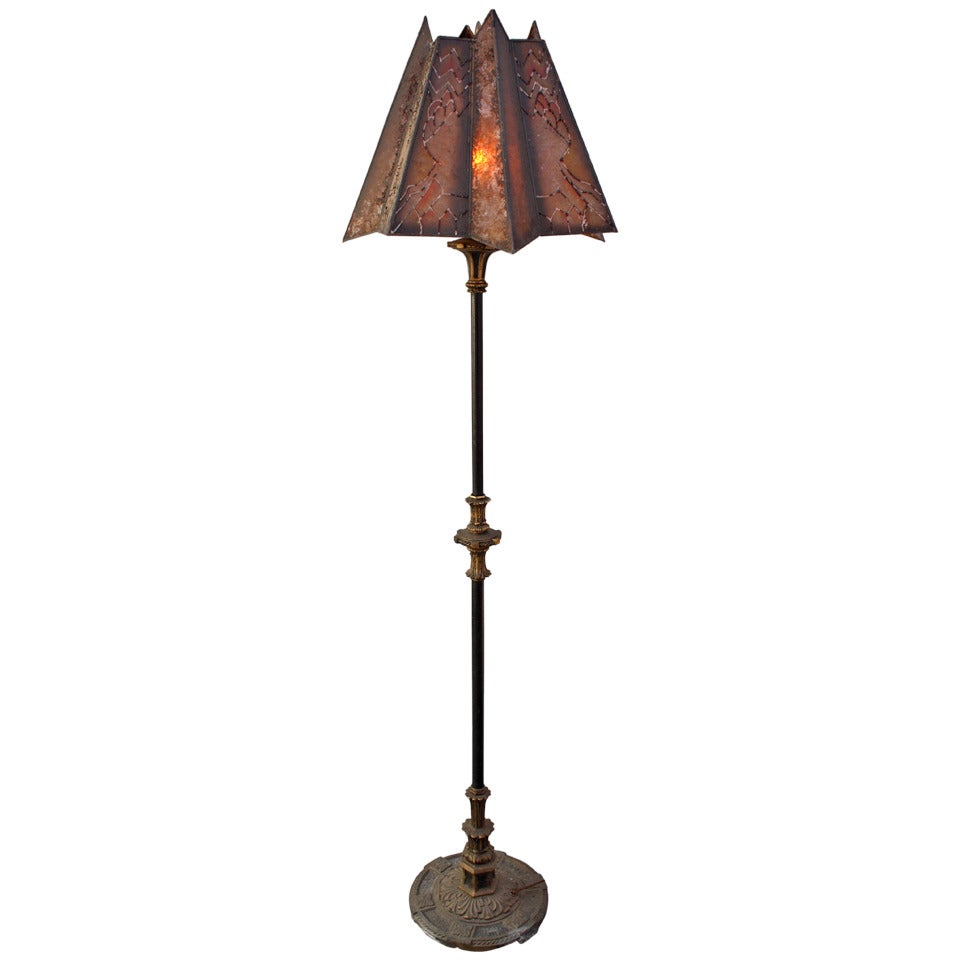 1920s Floor Lamp with Mica Shade