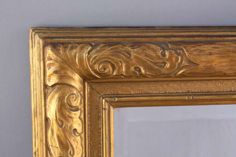 20th Century 1920s Carved Wood Mirror with Gilt Frame