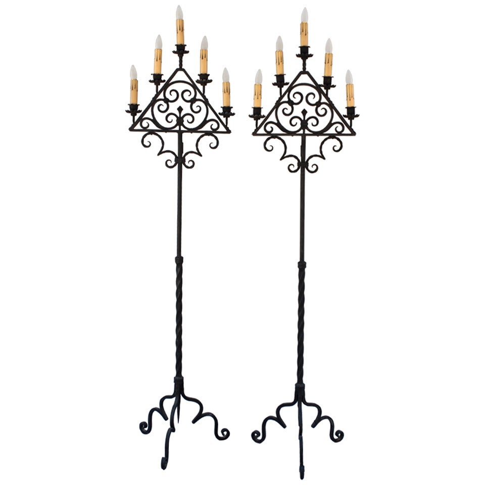 Magnificent Large Scale Pair of 1920s of Grand Torchieres